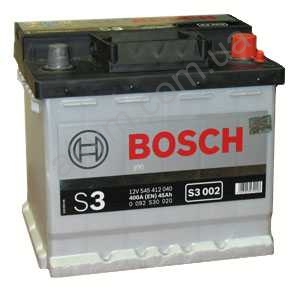 Автомобильный аккумулятор  BOSCH (БОШ) купить в Киеве, BOSCH  0092S30020, Аккумулятор автомобильный 12V Bosch S3 002 45 Ач, (545 412 040) 207х175х190, 400А