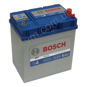 Автомобильный аккумулятор  BOSCH, BOSCH 0092S40180, Аккумулятор автомобильный 12V Bosch S4 018 Silver 40 Ач, (540 126 033) 187x127x227, 330A, B00, Asia, тонкие клеммы
