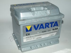 VARTA SILVER Dynamic 12V 552401052 (550155054), Аккумулятор автомобильный 12v VARTA C6 Silver dynamic 52 Ач, 207x175x175, 520А, B13