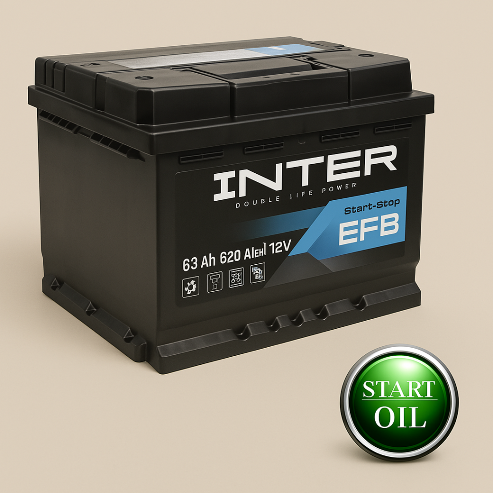 Автоаккумулятор INTER EFB Premium Asia 75Ah полярность L+ - Ca/Ca технология